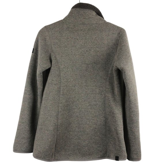 Bench Women's Size Large Grey Fleece Lined Wool Blend Full Zip Knit Jacket - Picture 2 of 10